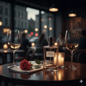 A sophisticated illustration of a fresh cologne for young men, perfect for a night out in Montreal or Toronto.