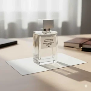 Stylized graphic featuring the words "Luxury Fresh Fragrances" and "Parfums Frais de Luxe" to appeal to Canada’s bilingual market.