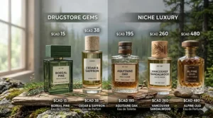 A price comparison of woody fragrances ranging from affordable Canadian drugstore finds to high-end niche boutiques in Toronto and Montreal.