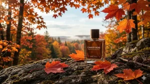 A 4K photorealistic outdoor BBQ table setting with candles, high-end tableware, and a Canadian flag mug on a lakeside deck.