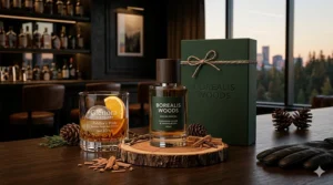Alt text for image 8: Bold and masculine woody cologne gift illustration suitable for evening wear and special occasions in Canada.