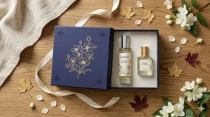 A beautifully wrapped gift box containing jasmine perfumes for women, perfect for Mother's Day or holidays in Canada.