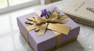 A premium, sustainably wrapped iris perfume gift set, suitable for luxury gifting occasions in Canada.