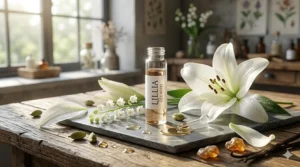 Detailed botanical ingredient breakdown highlighting the fresh white lily and soft floral notes used in luxury lily perfumes for women.