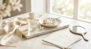 A luxury mood board for Neroli-based scents, emphasizing calming and sophisticated floral vibes popular in upscale Toronto boutiques.