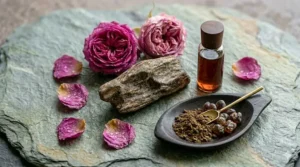 Eco-conscious luxury rose oud perfume with sustainable packaging, catering to the environmentally aware Canadian consumer.