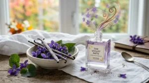 Blended violet and vanilla perfume with soft floral undertones.