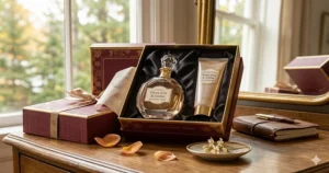 A luxury fragrance gift box unboxed to reveal top-rated products from our round-up of the best floral perfumes in Canada.