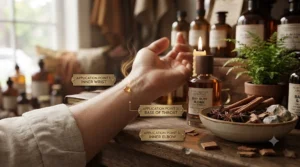 Step-by-step graphic demonstrating correct pulse-point application for maximizing a long-wearing rum scented perfume.