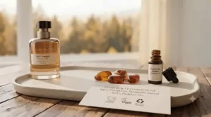 Cruelty-free and clean beauty icons illustrating the formulation standards of our signature soft amber perfume.