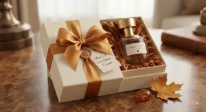 A beautifully wrapped soft amber perfume for women, perfect for a luxurious Canadian gift-giving occasion.