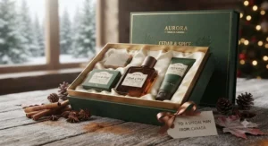 Luxury boxed gift set of cinnamon spice perfume for men ideal for holiday shopping in Canada