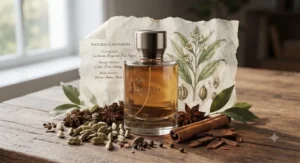 An artistic illustration of spice notes representing a natural cardamom fragrance gift for him.