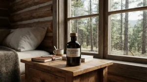 A rustic cabin in British Columbia incorporating frankincense cologne for meditation into an evening wind-down.